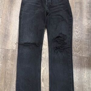 Agolde Washed Black High-Rise Distressed Jeans